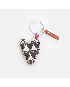 Caroline Gardner Mono Looped Hearts Keyring